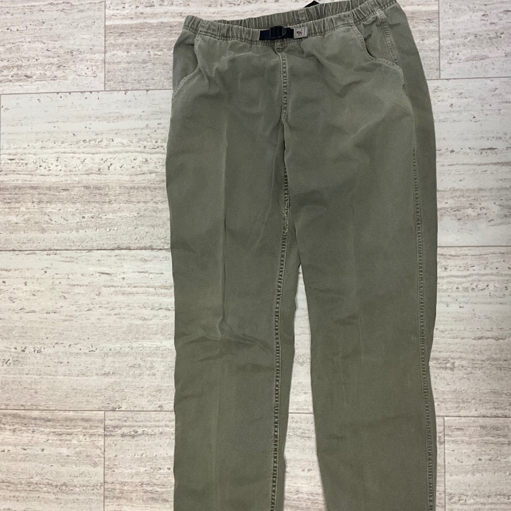GRAMICCI  women’s 100 % cotton L Olive Tan pull on pants